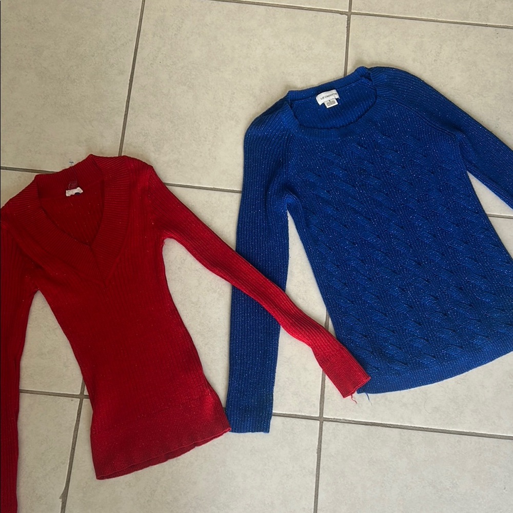 Red and Blue Women's Sweater Set